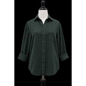 UNTUCKit Dark Hunter Green Flannel Button Down Shirt Small Slim Fit Cotton